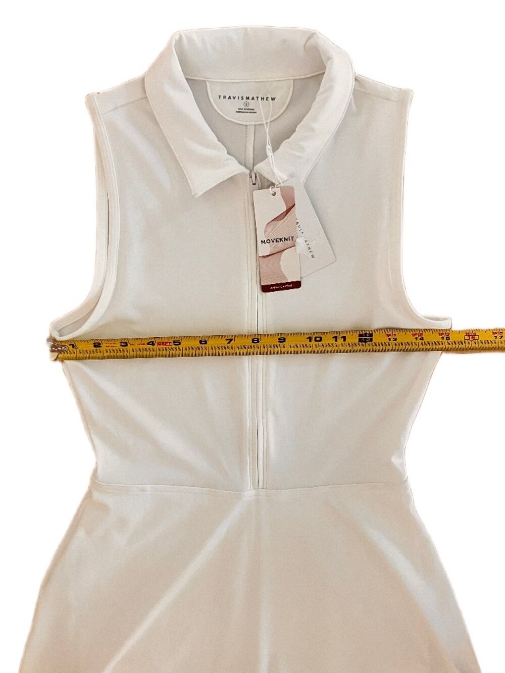 NWT TravisMathew Women’s MoveKnit Sleeveless Zip Dress White Size S Golf - Picture 10 of 14